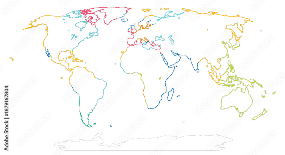 Obraz premium simplified smooth rounded-corners white silhouette world map colorful abstract creative. elements of this image furnished by NASA