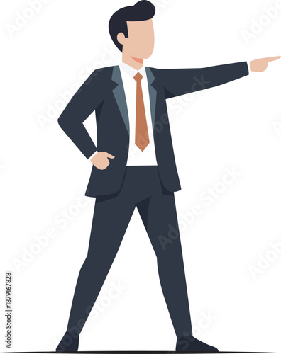 Minimalist business leader illustration pointing