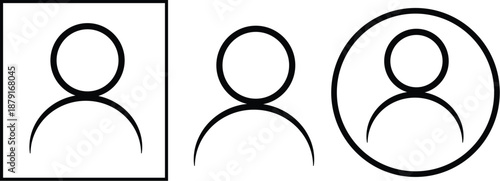 Set of 3 User Profile Outline Icons Vector