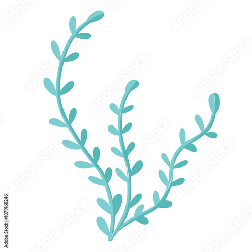 Cute kids style set of three striped seaweed leaves isolated underwater element vector illustration