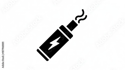 E cigarette vaping device icon with smoke