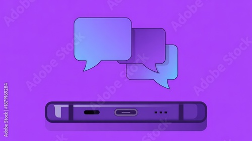 Wallpaper Mural Smartphone with chat bubbles on purple background for communication Torontodigital.ca