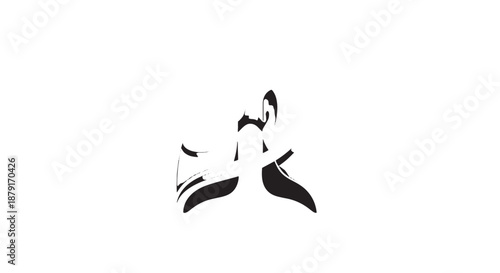 Abstract black silhouette of an animal in graceful curved form.