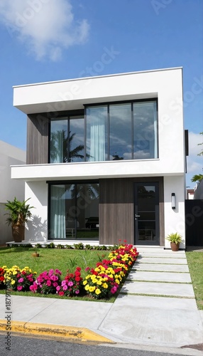 Wallpaper Mural modern house with flowers Torontodigital.ca