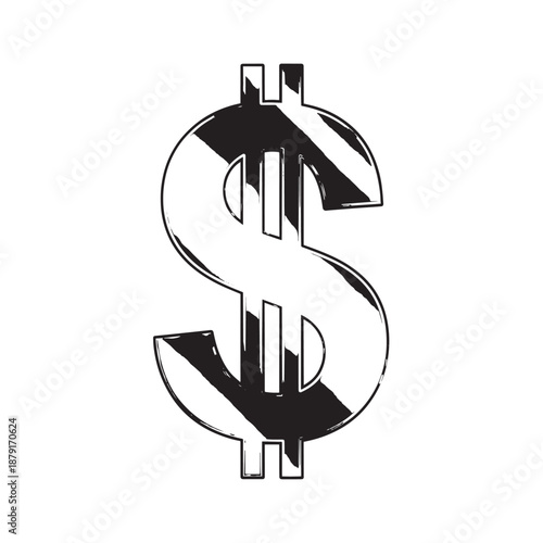 Monochrome Dollar Symbol Illustration Highlighting Money and Finance Concepts.