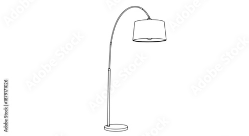 Minimalist line drawing of a modern floor lamp standing indoors for home decor.