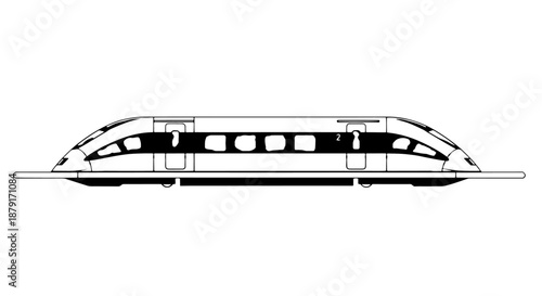 Side view of a modern streamlined tram vehicle on rails in an urban setting.