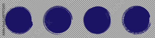 Four dark blue oval shapes on grey background