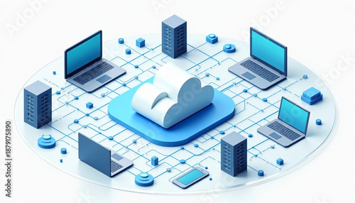 Cloud Computing Vector Illustration for Digital Infrastructure
