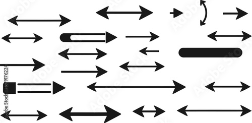 A professional collection of black 3d arrow icons and vector direction symbols featuring paper style web buttons and pointer cursors for business design illustration