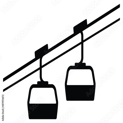 Illustration of ski lift gondolas transportation system mountain resort winter vacation equipment cable car silhouette travel tourism snow sports adventure scenic aerial view