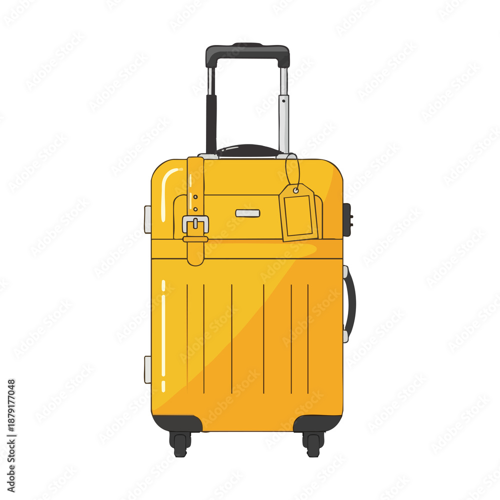 Fototapeta premium Yellow suitcase for traveling flat design illustration