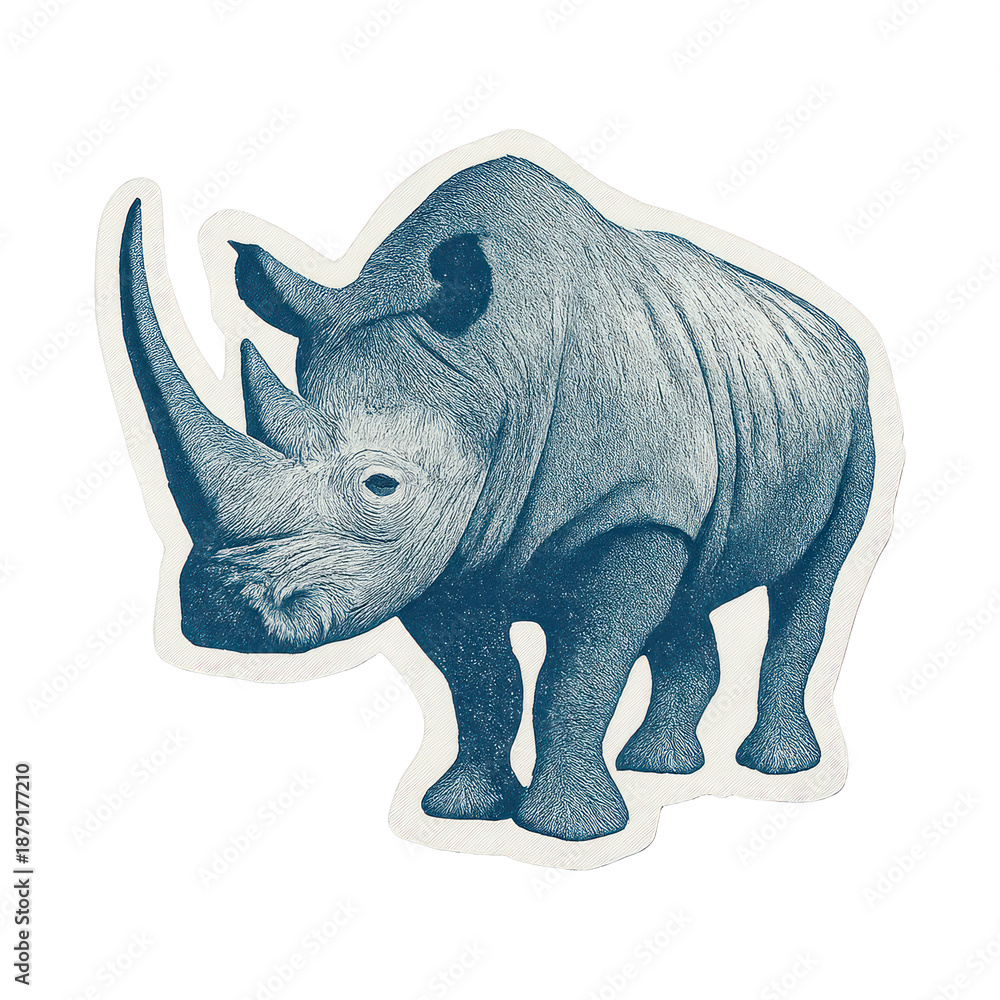 Obraz premium PNG Detailed blue rhino illustration