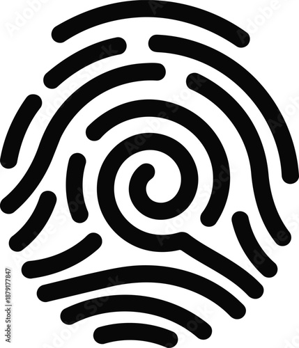 Black and white fingerprint illustration representing identity and security.