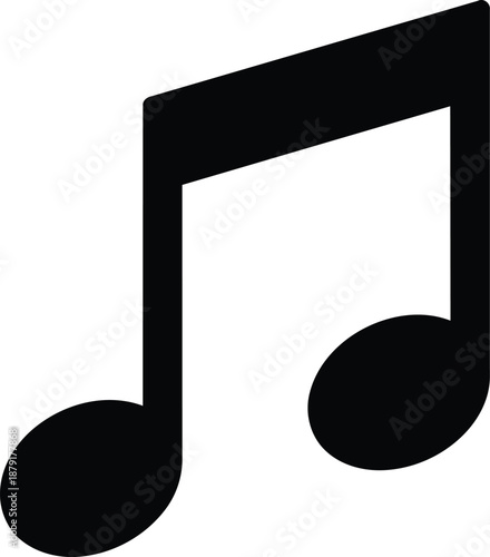 Black musical notes symbol representing sound and melody.