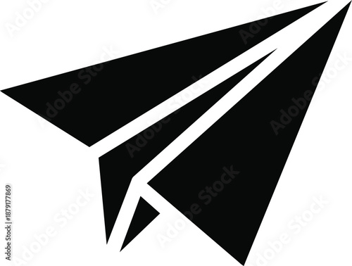 Black paper airplane icon representing communication and travel.
