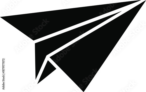 Black paper airplane icon illustration.