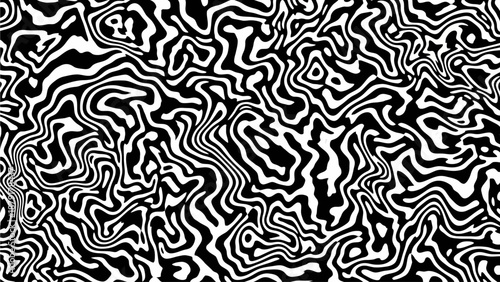 Abstract black and white wavy pattern illustration viewed from directly above with dynamic lines and swirling shapes