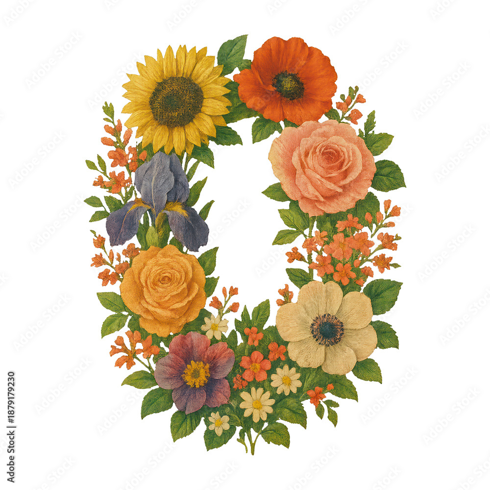 Fototapeta premium PNG Vibrant floral wreath illustration