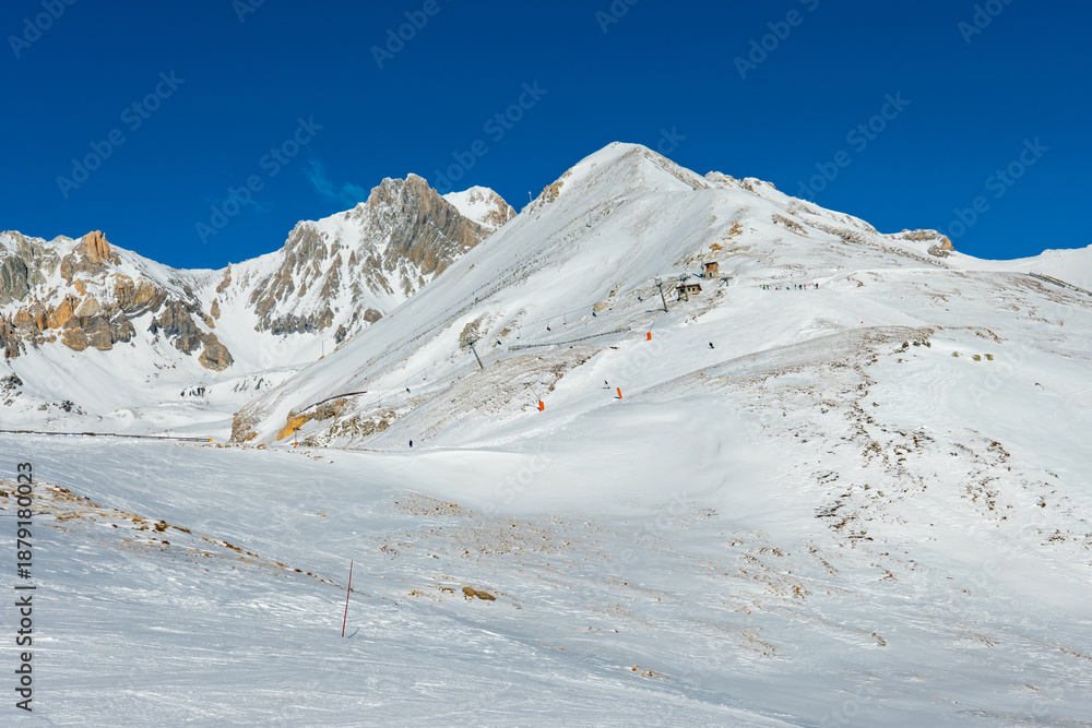 Obraz premium Aussois Ski Resort France Winter Aerial