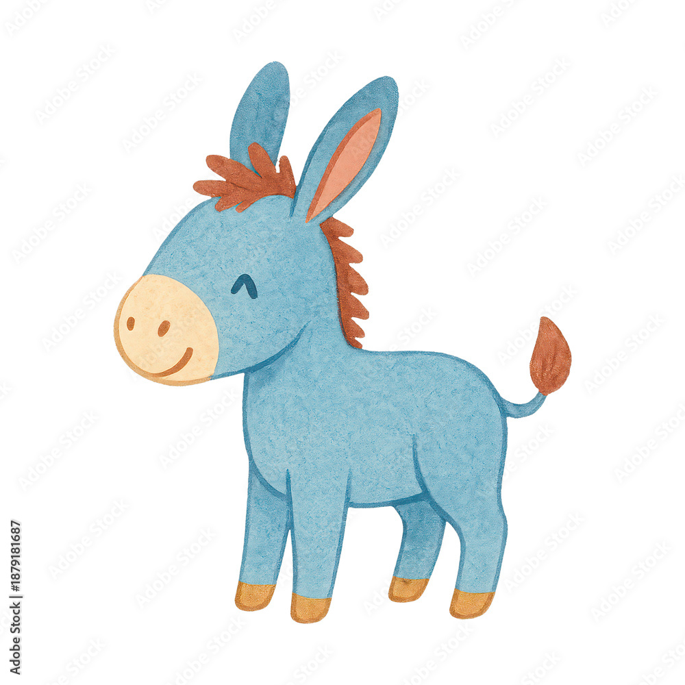 Obraz premium PNG Cute blue donkey illustration
