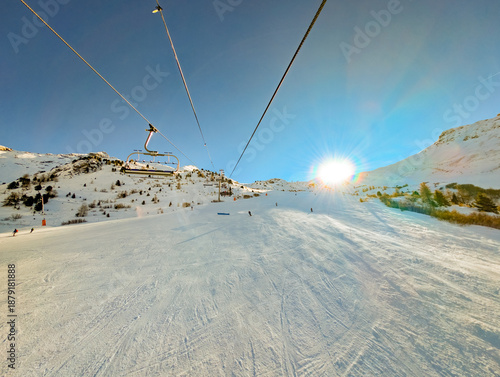 Fotografie Val Cenis Ski Resort France Winter Aerial, France