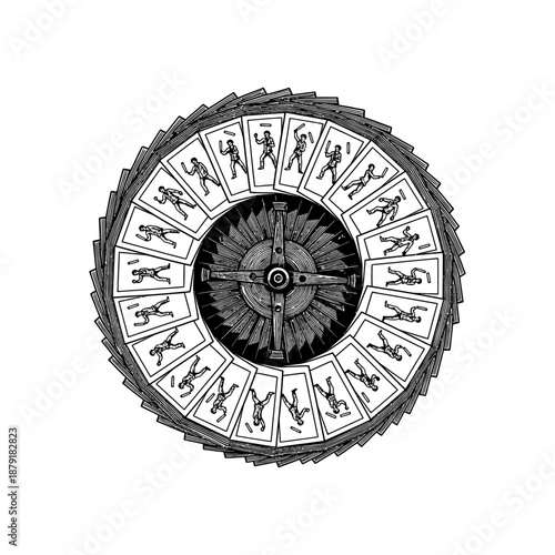 Vintage mutoscope reel engraving.