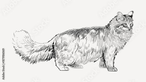 Maine Coon cat animal illustration vector