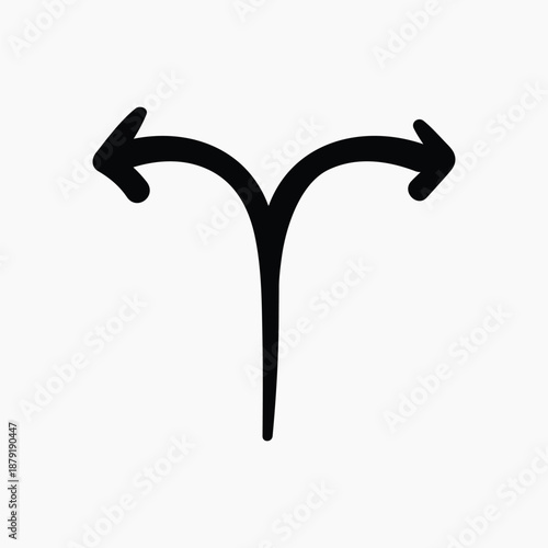 Curved arrows split direction illustration vector