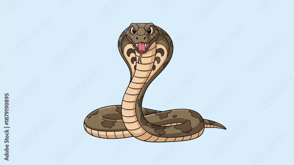 Fototapeta premium Vector Illustration of Cartoon King Cobra Snake Coloring Book Page for Kids