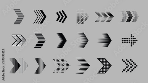Collection of black arrow icons in various styles and directions for design projects needing directional symbols. Collection of black arrow icons and symbols. Various of simple black arrows icons