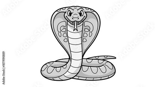 Vector Illustration of Cartoon King Cobra Snake Coloring Book Page for Kids