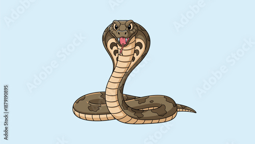Vector Illustration of Cartoon King Cobra Snake Coloring Book Page for Kids
