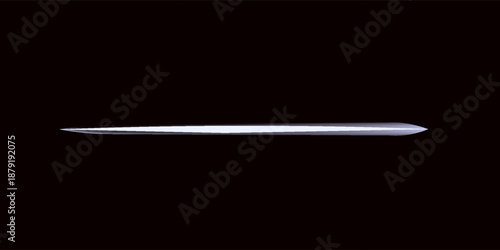 Radiant light. Straight glowing beam with intense center and dark fade edges. Suitable for digital interfaces and futuristic motion effects.