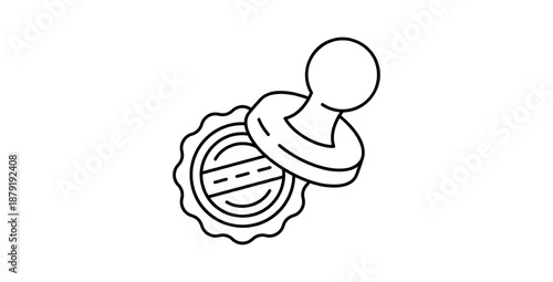 Verified seal stamp icon outline illustration for professional business approval