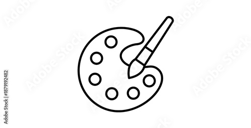 Creative Artist Palette And Paint Brush Outline Symbol For Art Design Vector