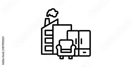 Furniture Factory Icon Showing Industrial Manufacturing And Home Interior Concept