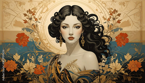 花と女　AI生成素材