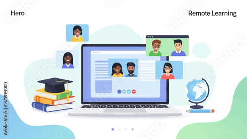 Remote Learning and Online Education - Students and Teachers Connecting Virtually