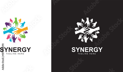 Community logo, the concept of two or more entities working together. The interlocking circles represent the unification of various elements.