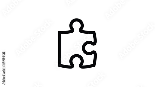 Simple black puzzle piece icon on white background.
