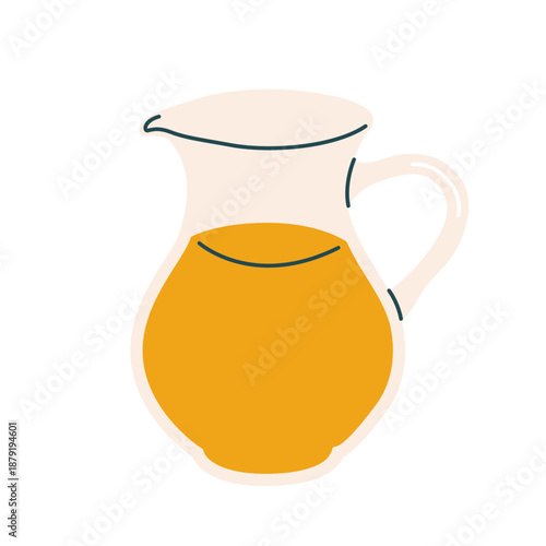 Cartoon orange juice jug isolated on a white background. Orange juice jug in flat style on white background