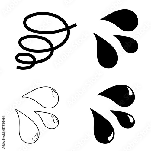 困惑・混乱を表す人物ピクトグラムアイコンセット（ぐるぐる・汗）
Confusion and Trouble Person Pictogram Icon Set (Swirl & Sweat)