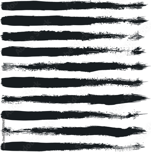 Black highlighter and crayon underline strokes drawn with rough pencil and marker textures. Sketchy horizontal lines work as decorative accents for typography, presentations and creative layouts.