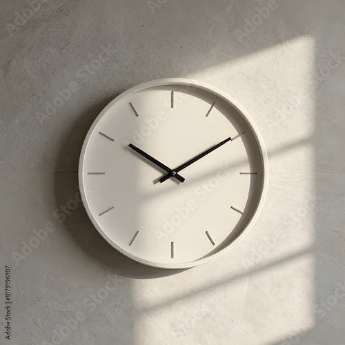 Wallpaper Mural Elegant wall clock design with soft shadows on a minimalist interior stone wall. Torontodigital.ca