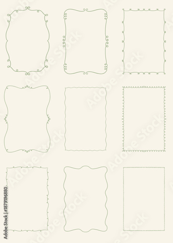 Wavy Doodle Frames Hand Drawn Border Collection