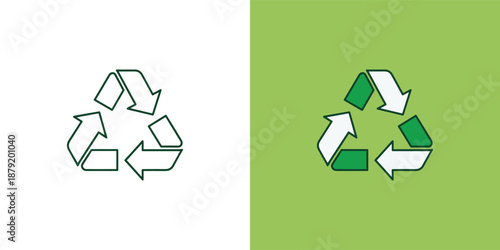 Recycling symbol illustration on contrasting backgrounds showcasing eco-friendly practices and sustainability
