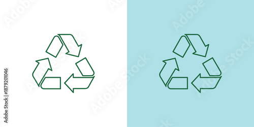 Recycling symbol displayed on contrasting backgrounds showcasing eco-friendly practices and sustainability