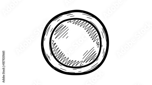 Hand Drawn Sketch Style Illustration of a Simple Circular Object.