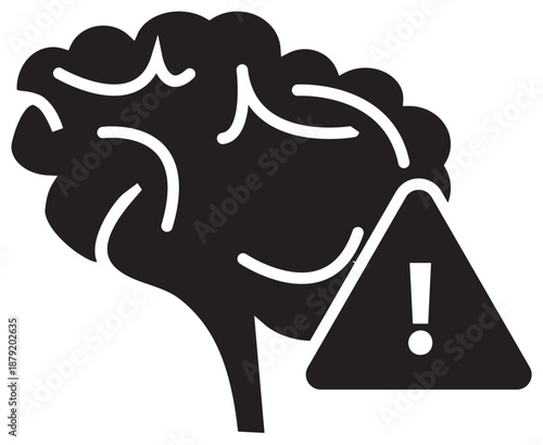 Warning Sign Brain Icon - Medical and Health Alert